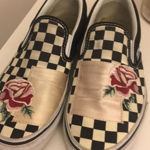 Black and white vans w/ rose